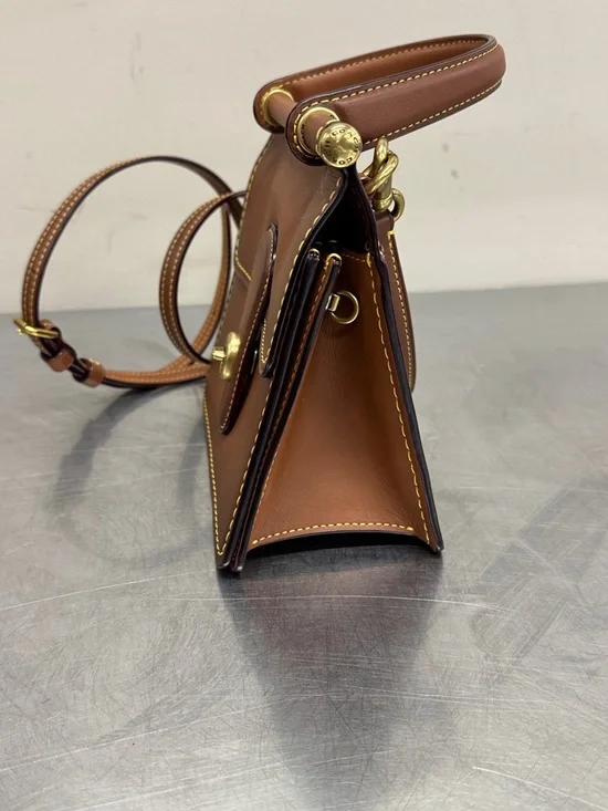 Brown Coach Willis Glovelesthered Top-Handle 18 Satchel with Crossbody Strap - Picture 6 of 11